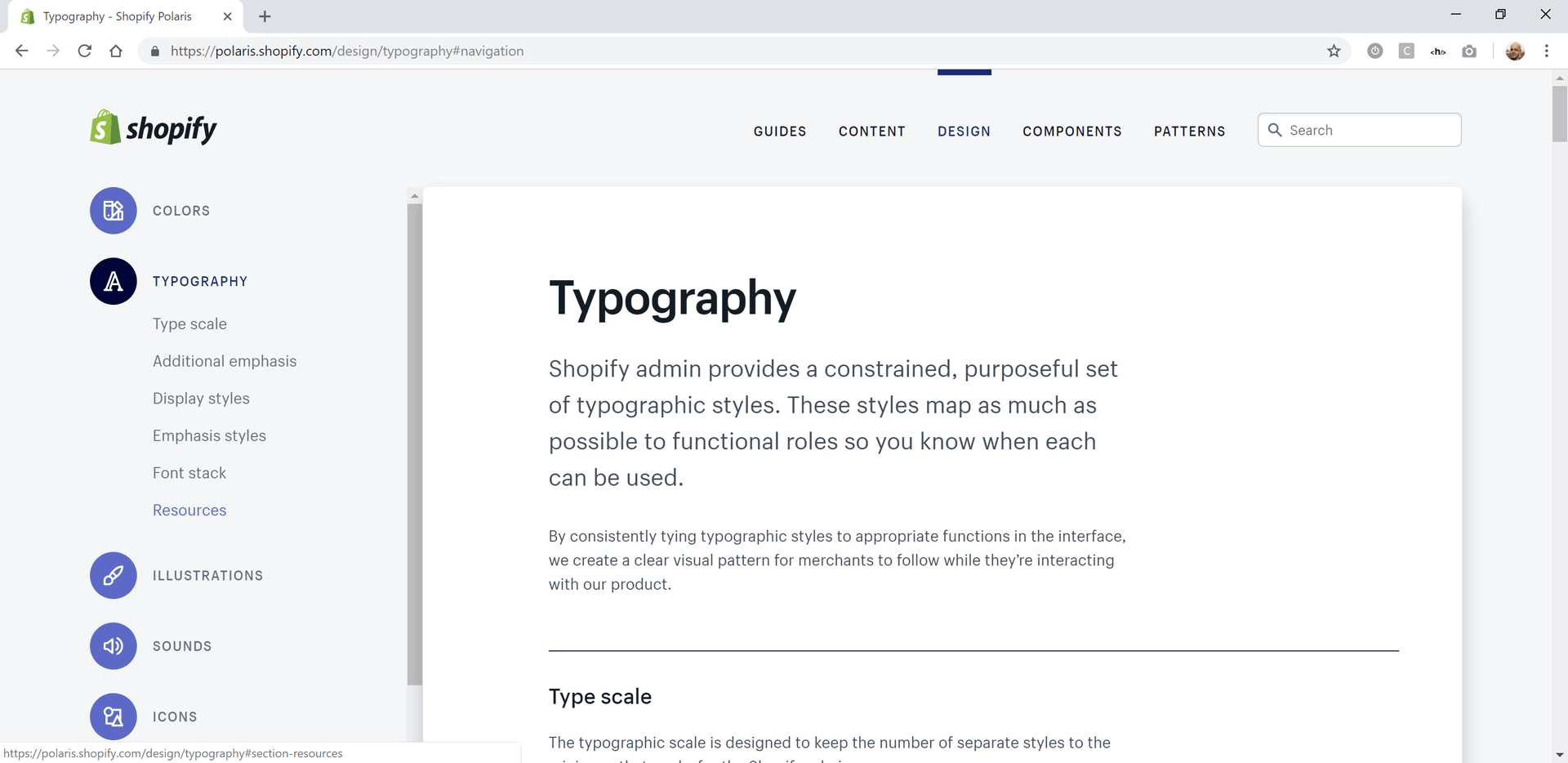 Screenshot Shopify Polaris
