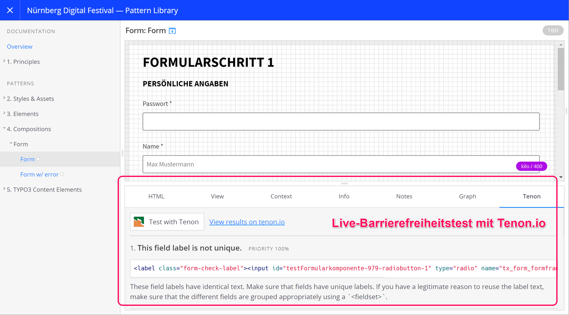 Live-Barrierefreiheitstest mit Tenon.io