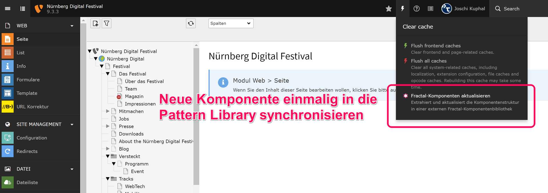 Synchronisieren des Komponentenbestandes mit der Pattern Library
